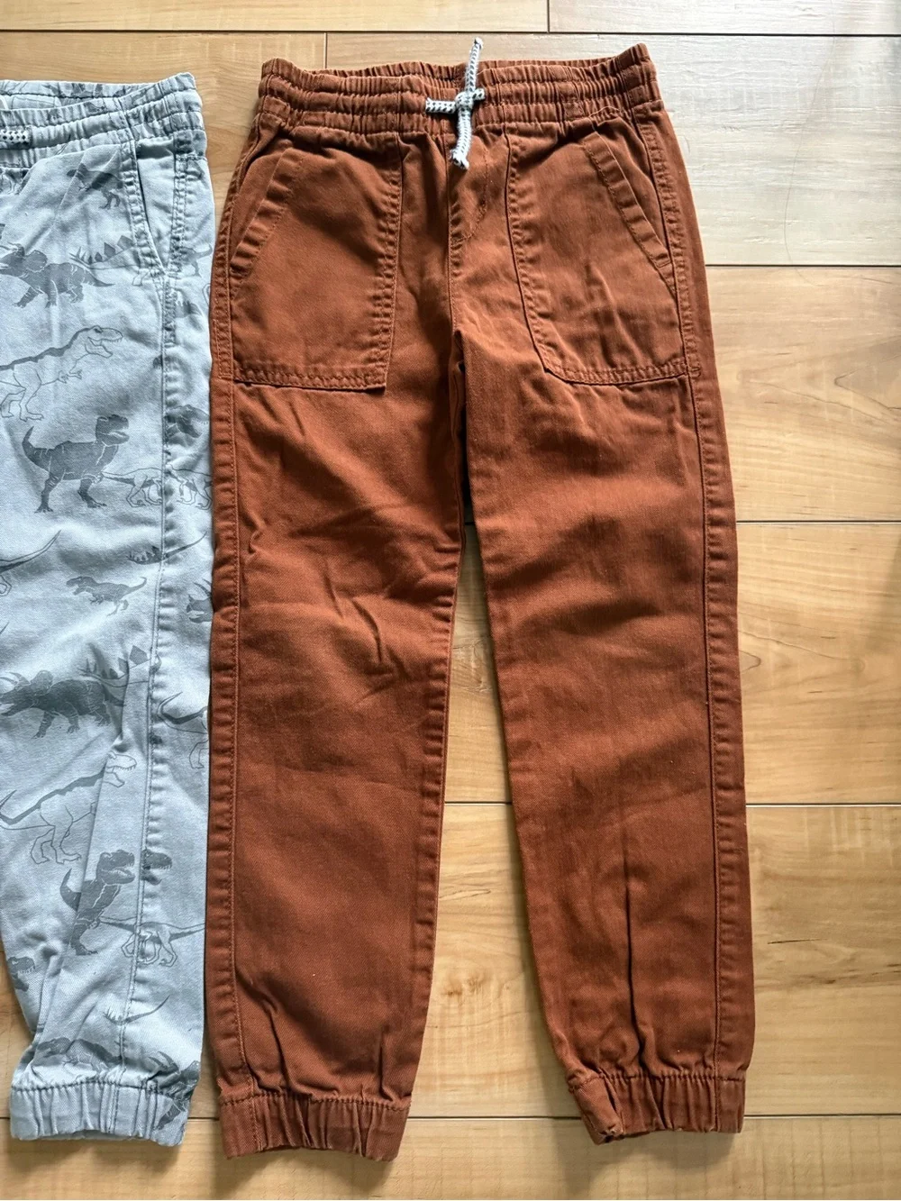 H&M Kids Rust Joggers & Gray Dino Print Sweatpants
